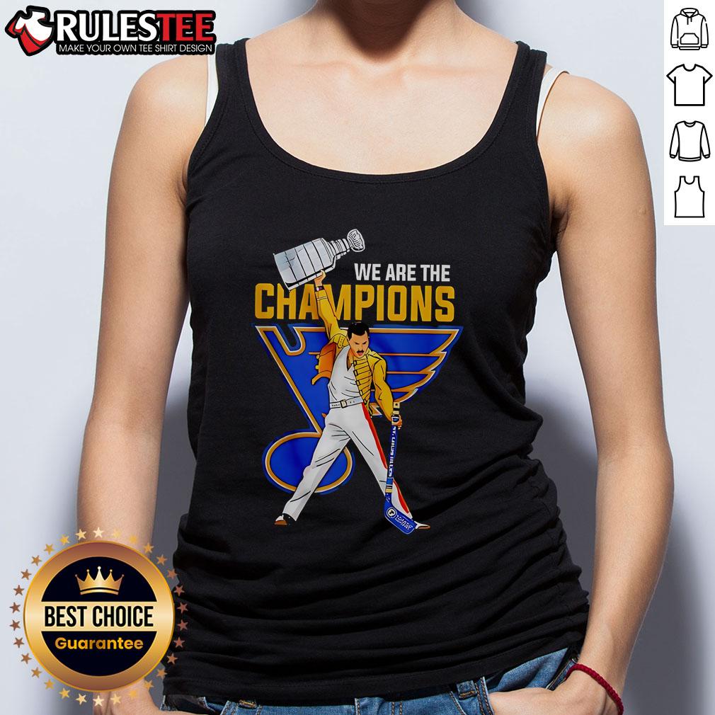 Awesome Freddie Mercury We Are The Champions St. Louis Blues Hockey T-Shirt - Image 4