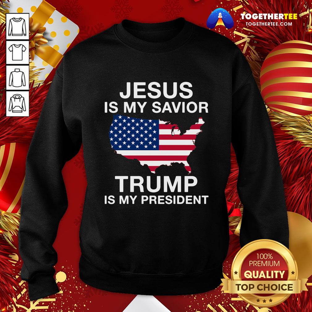 Awesome Jesus Is My Savior Trump Is My President American Flag Shirt - Image 4