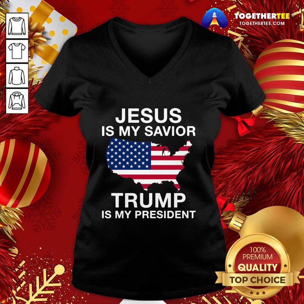Awesome Jesus Is My Savior Trump Is My President American Flag Shirt - Image 2