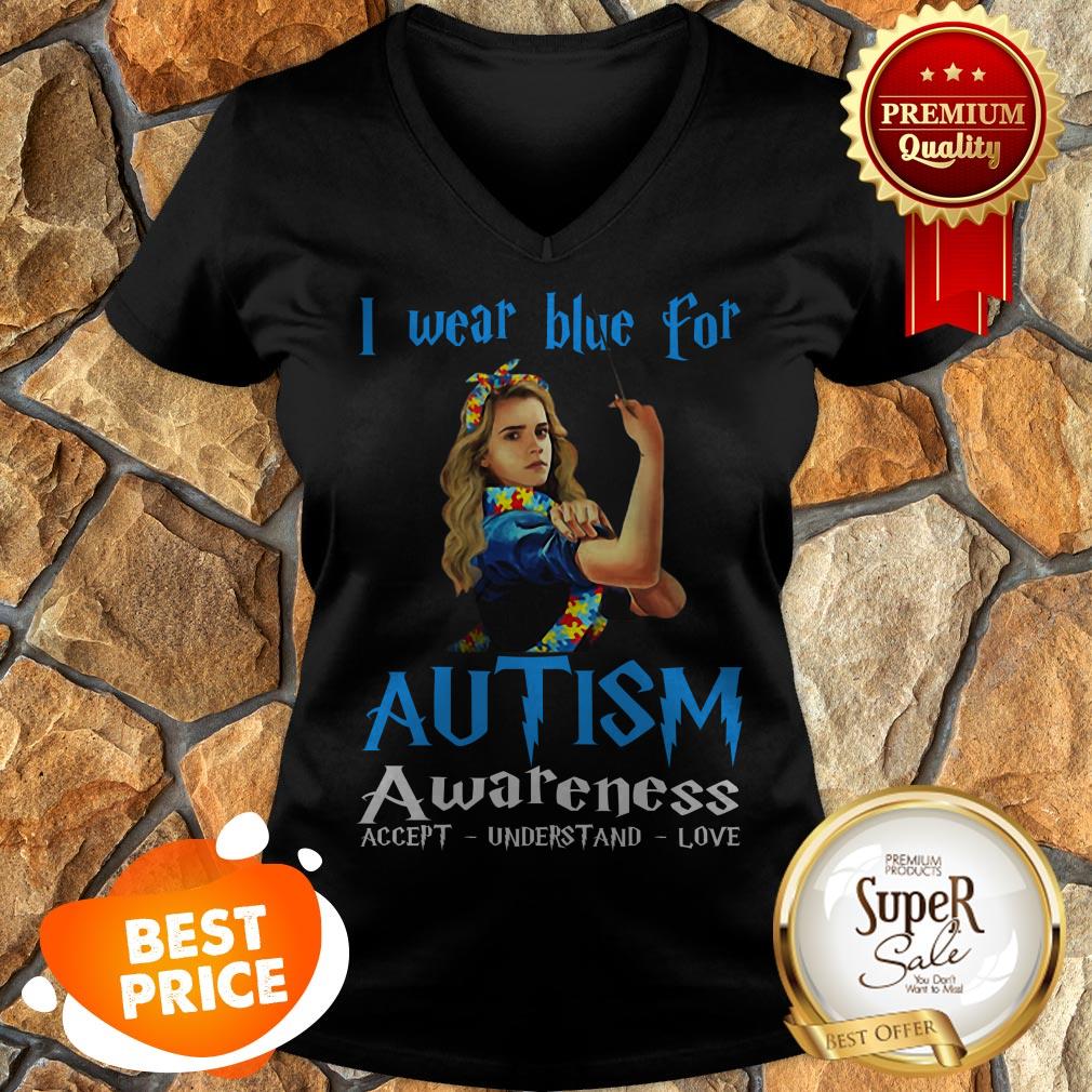 Nice Hermione Granger I Wear Blue For Autism Awareness Harry Potter Shirt - Image 4