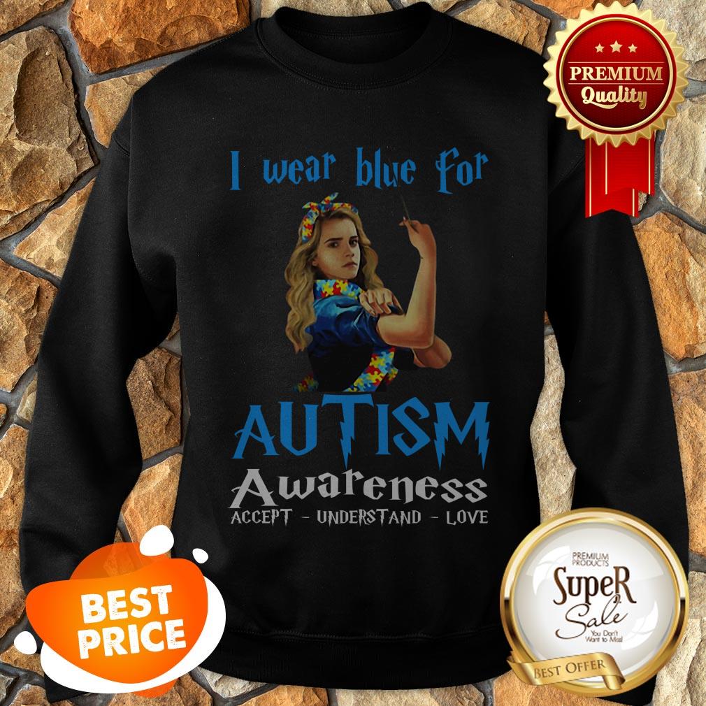 Nice Hermione Granger I Wear Blue For Autism Awareness Harry Potter Shirt - Image 3