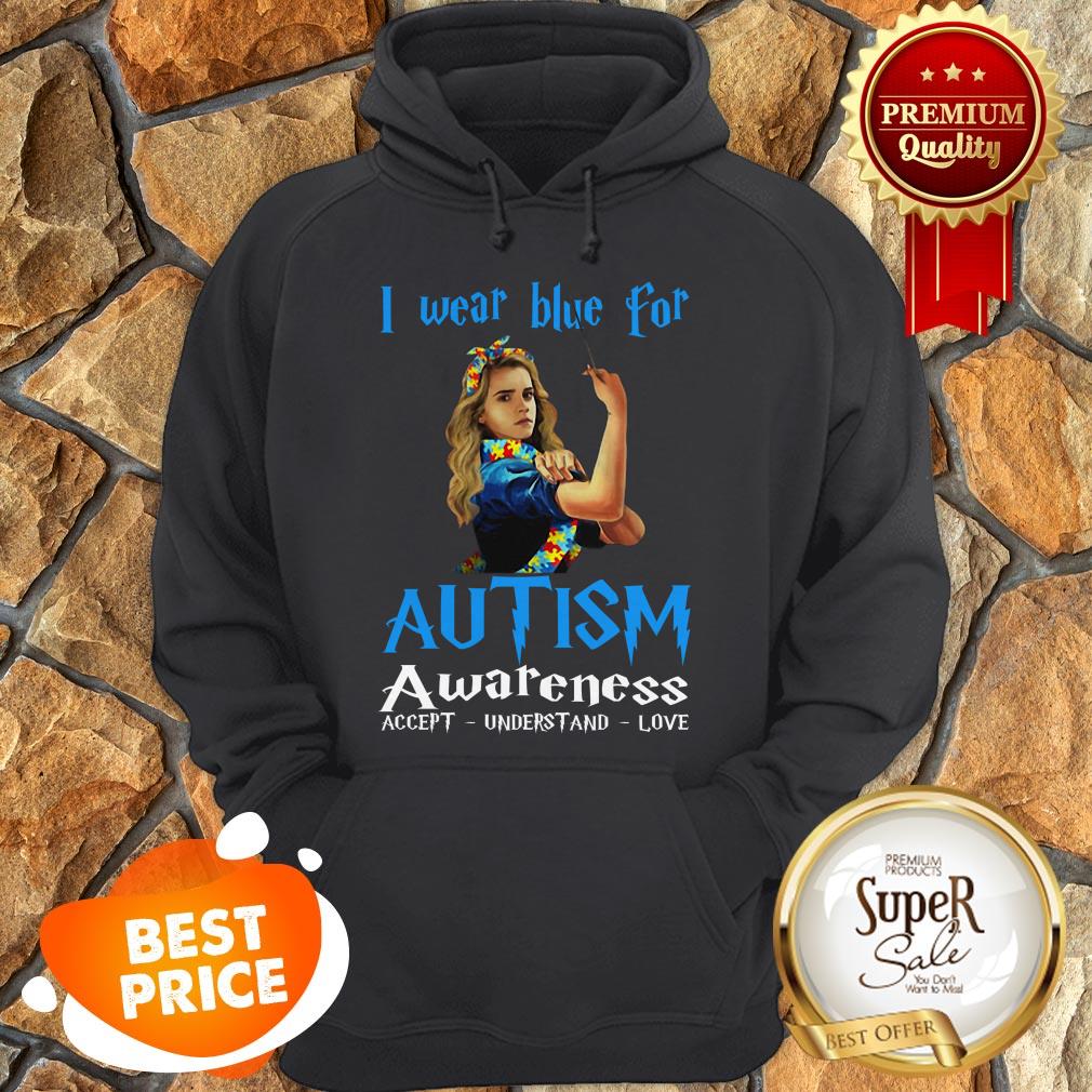 Nice Hermione Granger I Wear Blue For Autism Awareness Harry Potter Shirt - Image 2