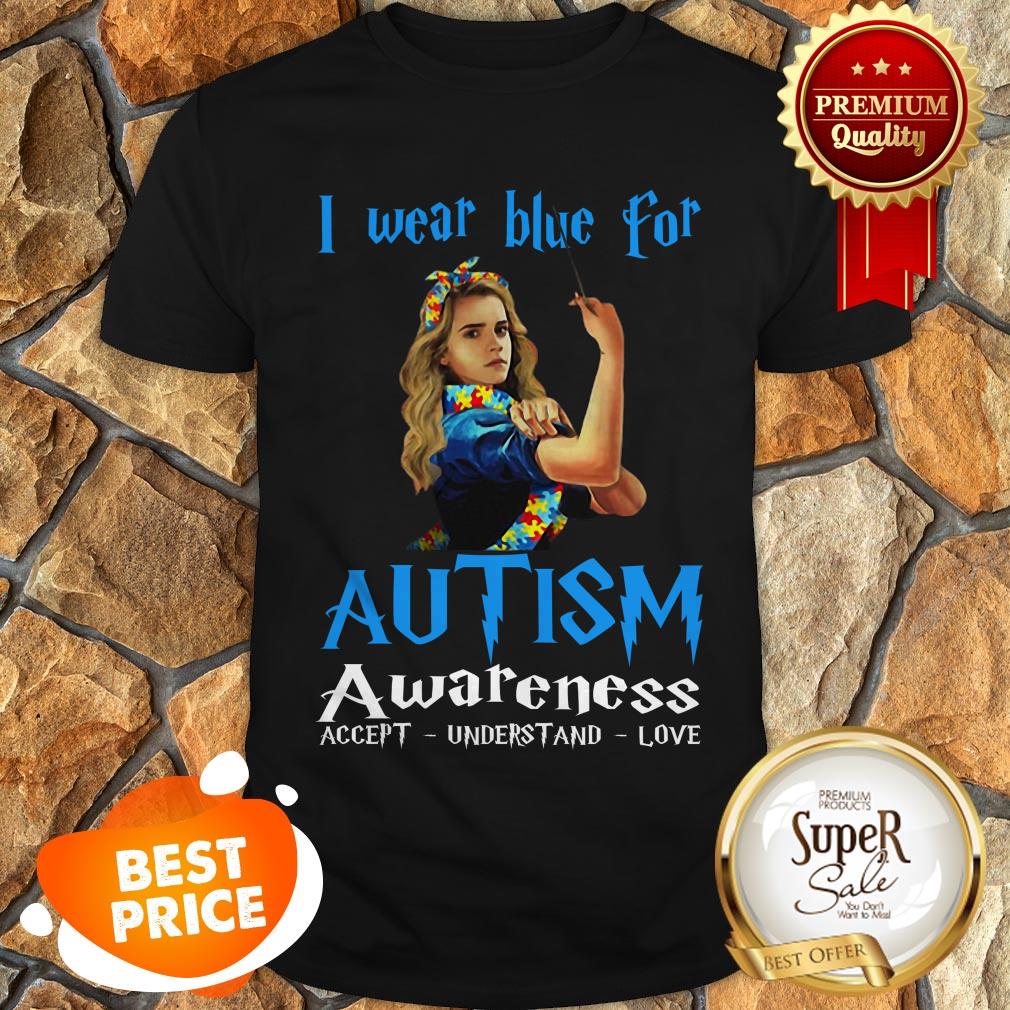 Nice Hermione Granger I Wear Blue For Autism Awareness Harry Potter Shirt