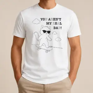 Hot Official You Aren't My Real Dad Skater Cat Skateboard Shirt