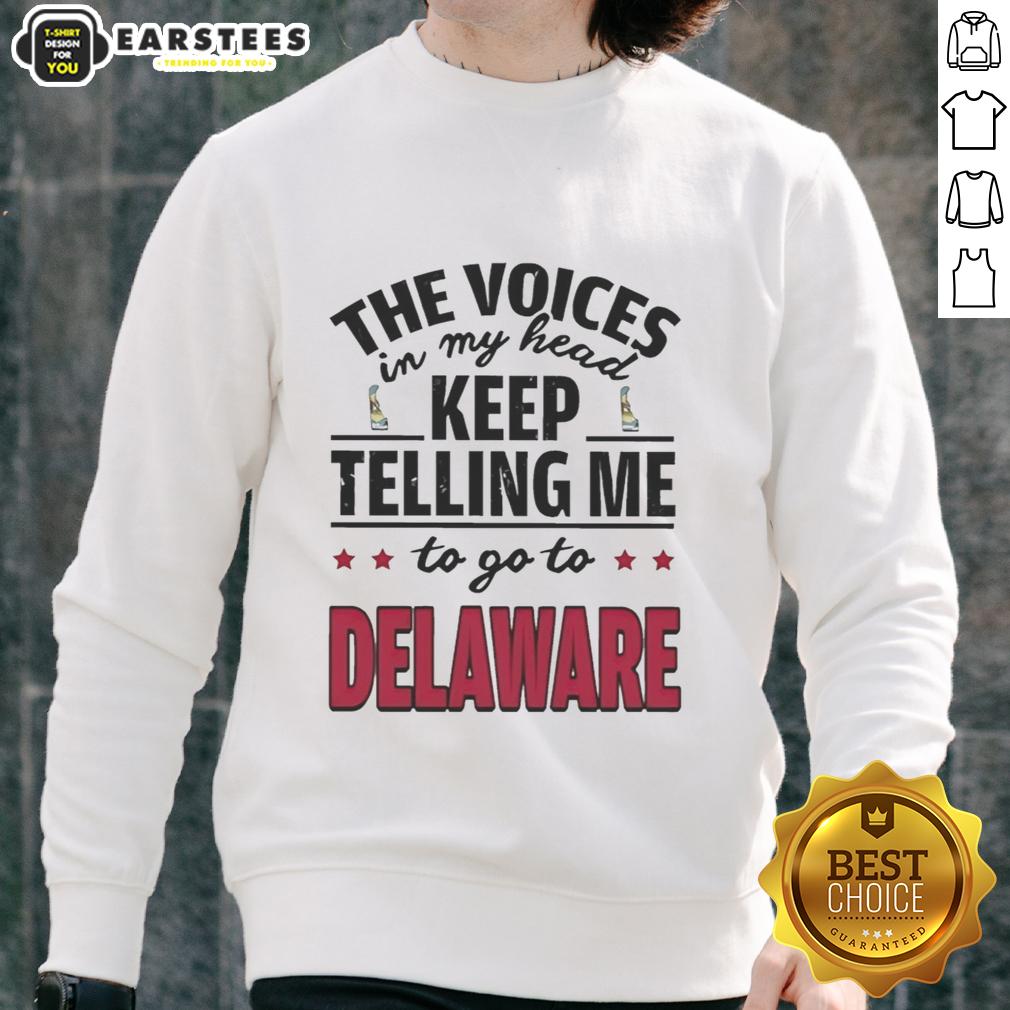Funny The Voices In My Head Keep Telling Me To Go To Delaware T-Shirt - Image 5