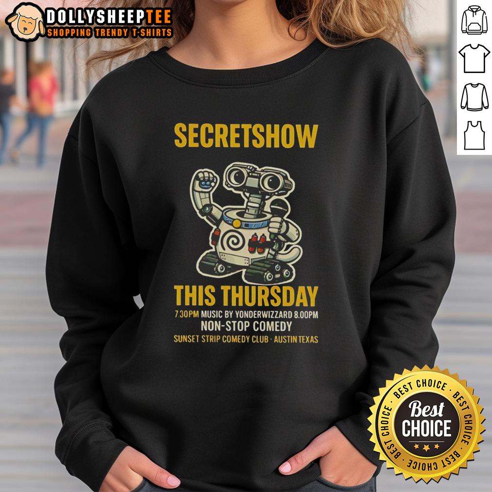 Good Secretshow This Thursday 7:30pm Music By Yonderwizzard 8pm T-Shirt - Image 4