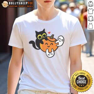 Happy Cat Pumpkin Love Ghosts T-Shirt