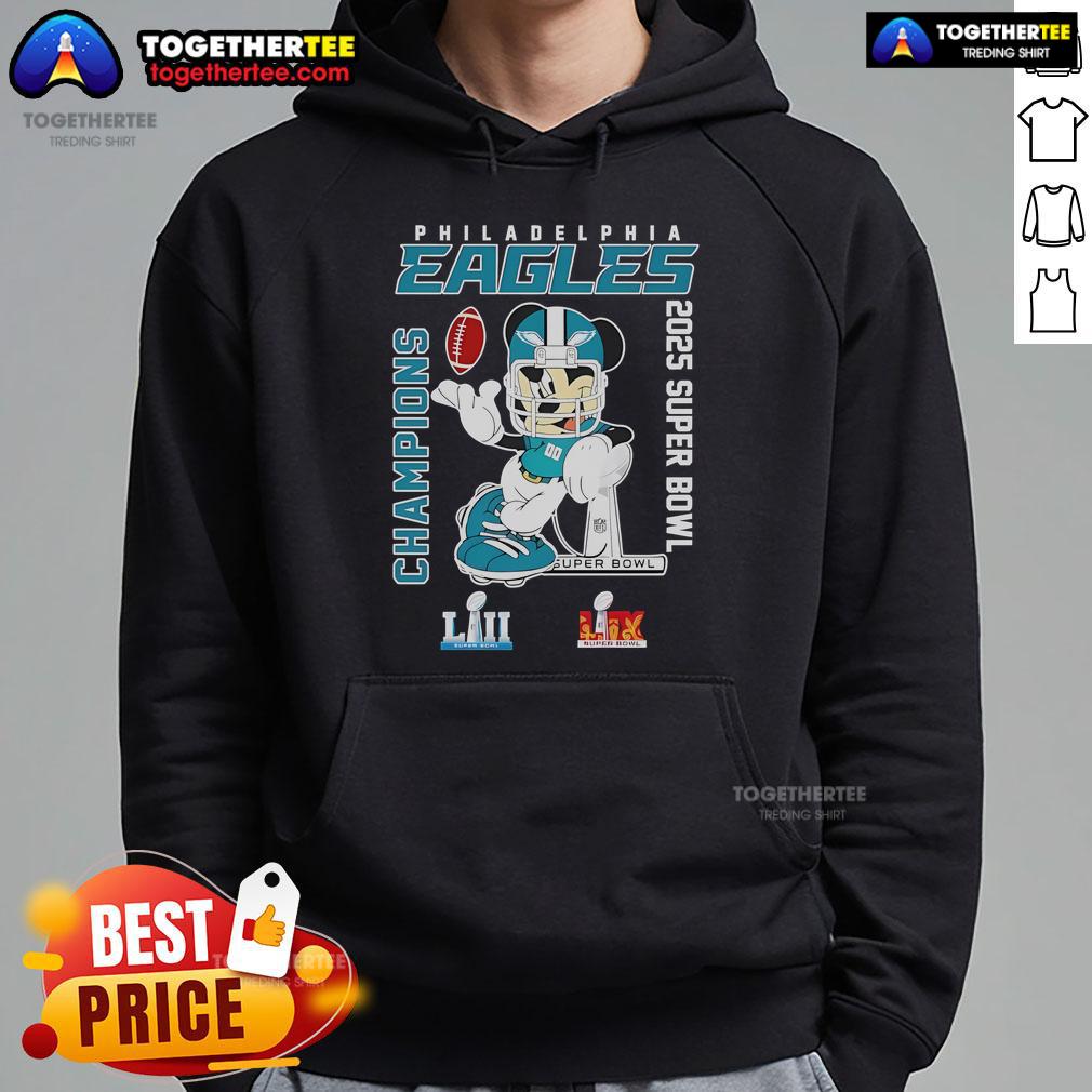 Top Mickey Philadelphia Eagles 2025 Lii LIX Super Bowl Champions T-Shirt - Image 2
