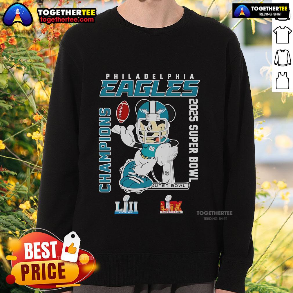 Top Mickey Philadelphia Eagles 2025 Lii LIX Super Bowl Champions T-Shirt - Image 5