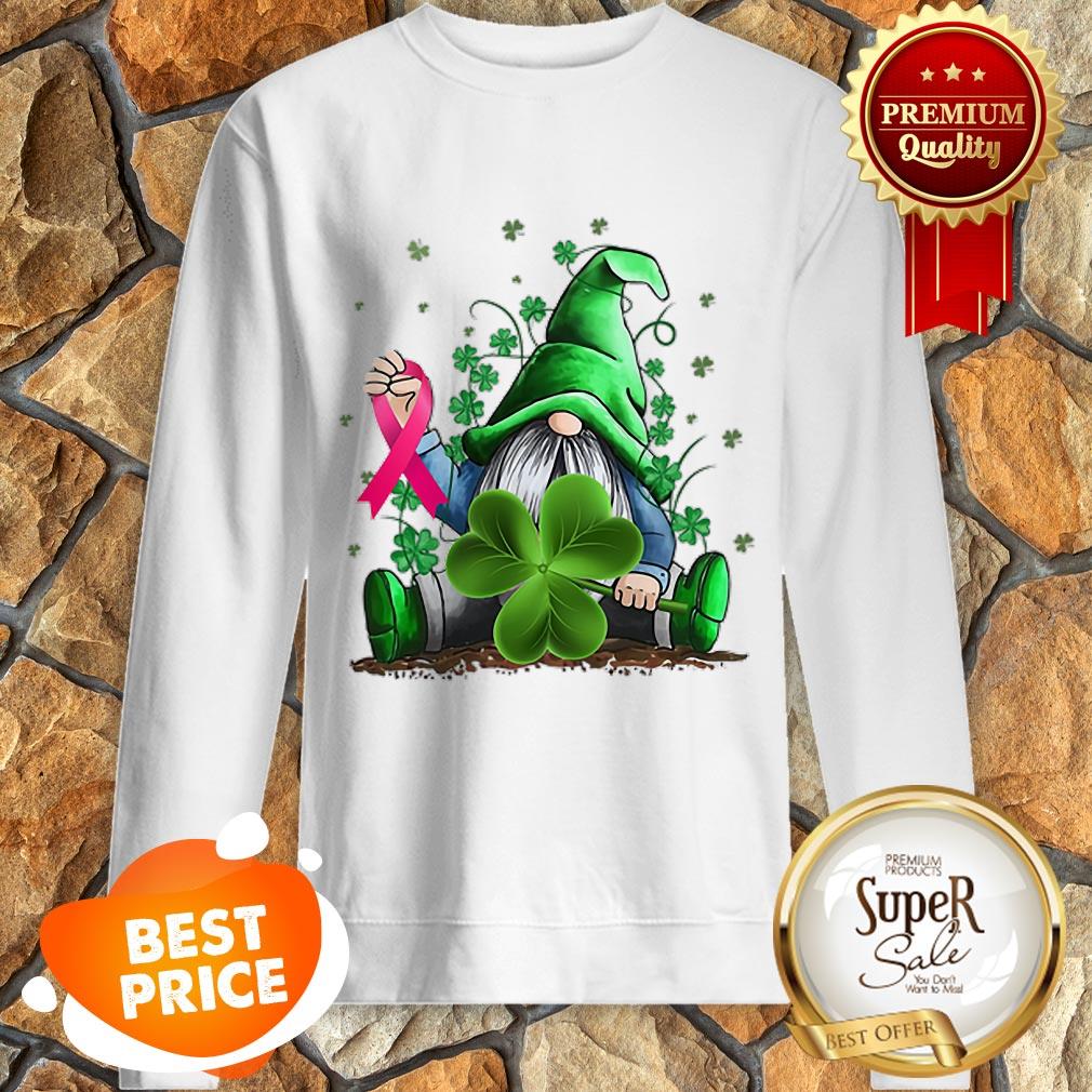 Nice Gnome Shamrock Breast Cancer Awareness Irish St. Patrick’s Day Shirt - Image 2