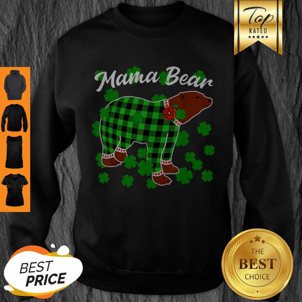 Beautiful St Patrick’s Day Shamrock Clover Plaid Pajama – Mama Bear Shirt - Image 3