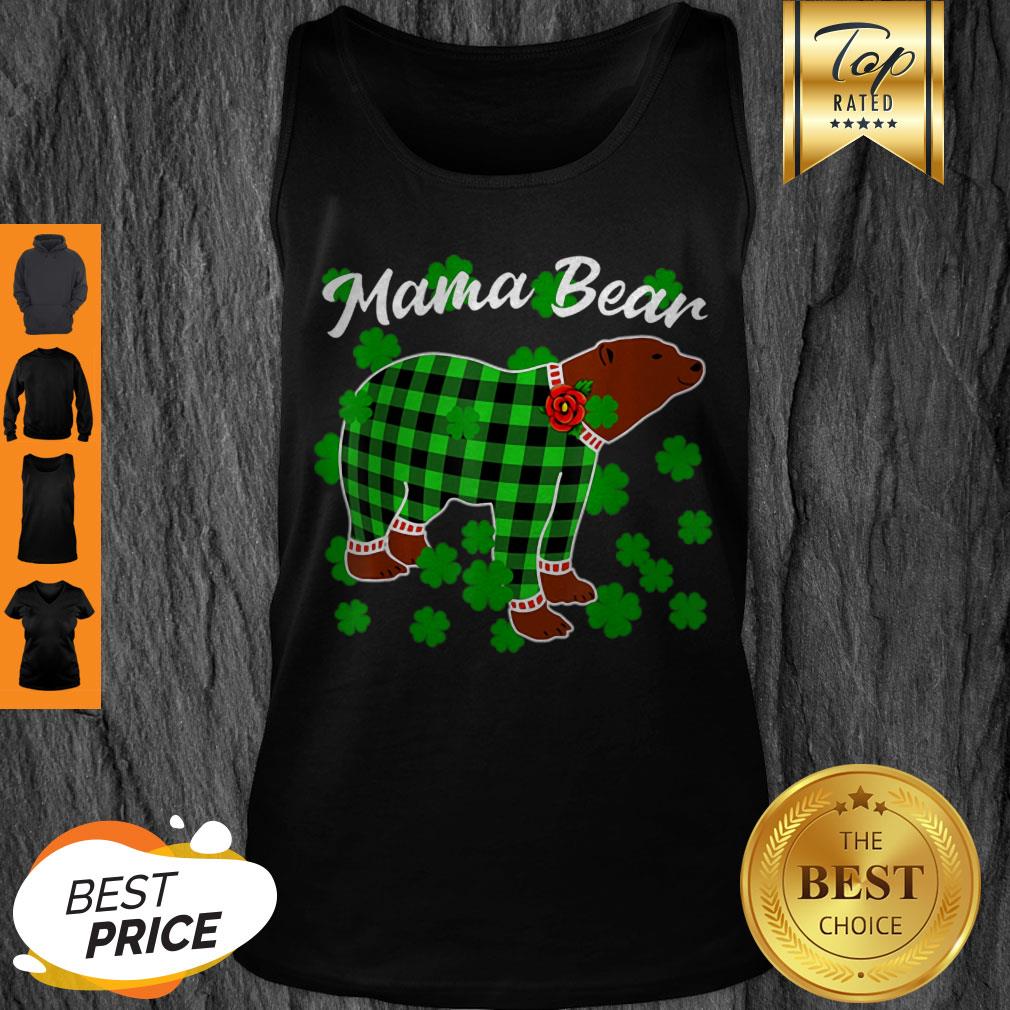 Beautiful St Patrick’s Day Shamrock Clover Plaid Pajama – Mama Bear Shirt - Image 4