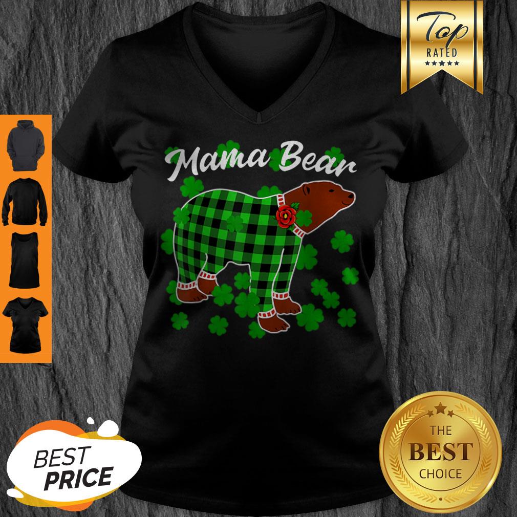 Beautiful St Patrick’s Day Shamrock Clover Plaid Pajama – Mama Bear Shirt - Image 5