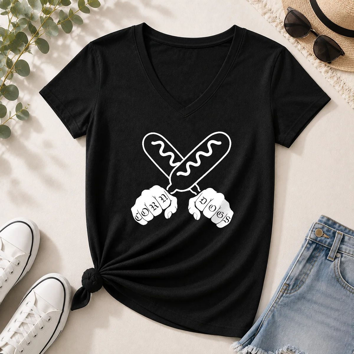 Funny Corndog Knuckles Hotdog Shirt - Image 7