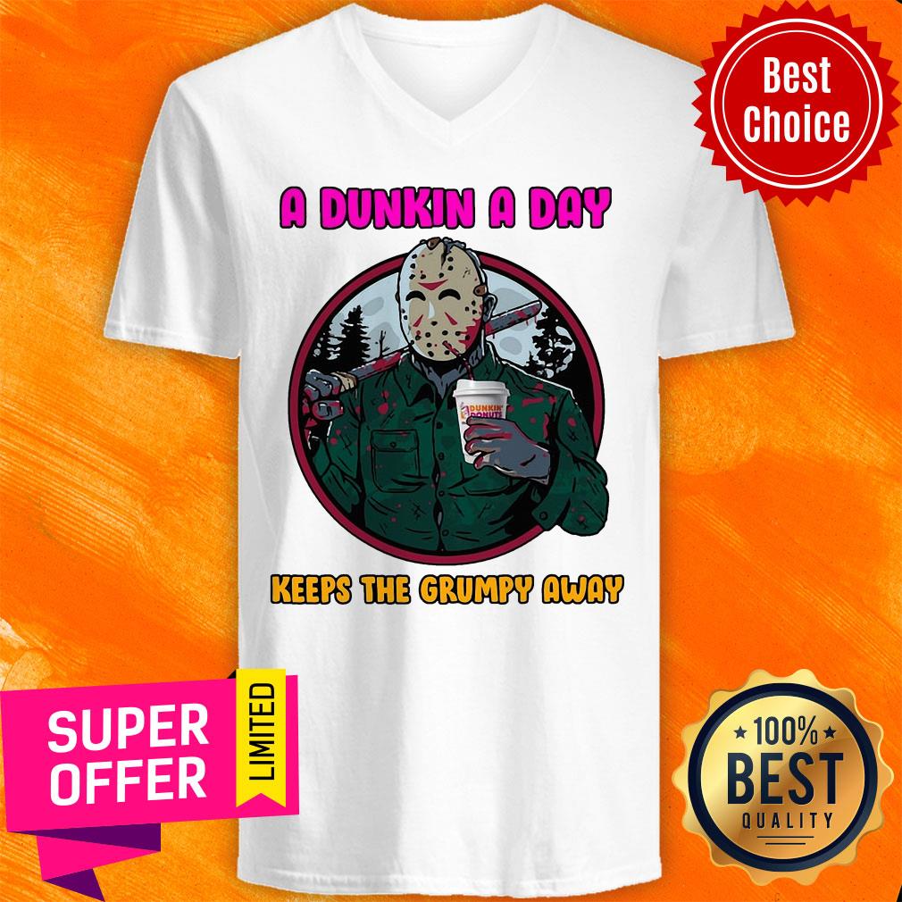 Official A Dunkin A Day Keeps The Grumpy Away Shirt - Image 3