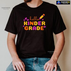 Alternative view of Hello Kinder Grade Kindergarten Student Crayon Purple Heart Back To School T-Shirt
