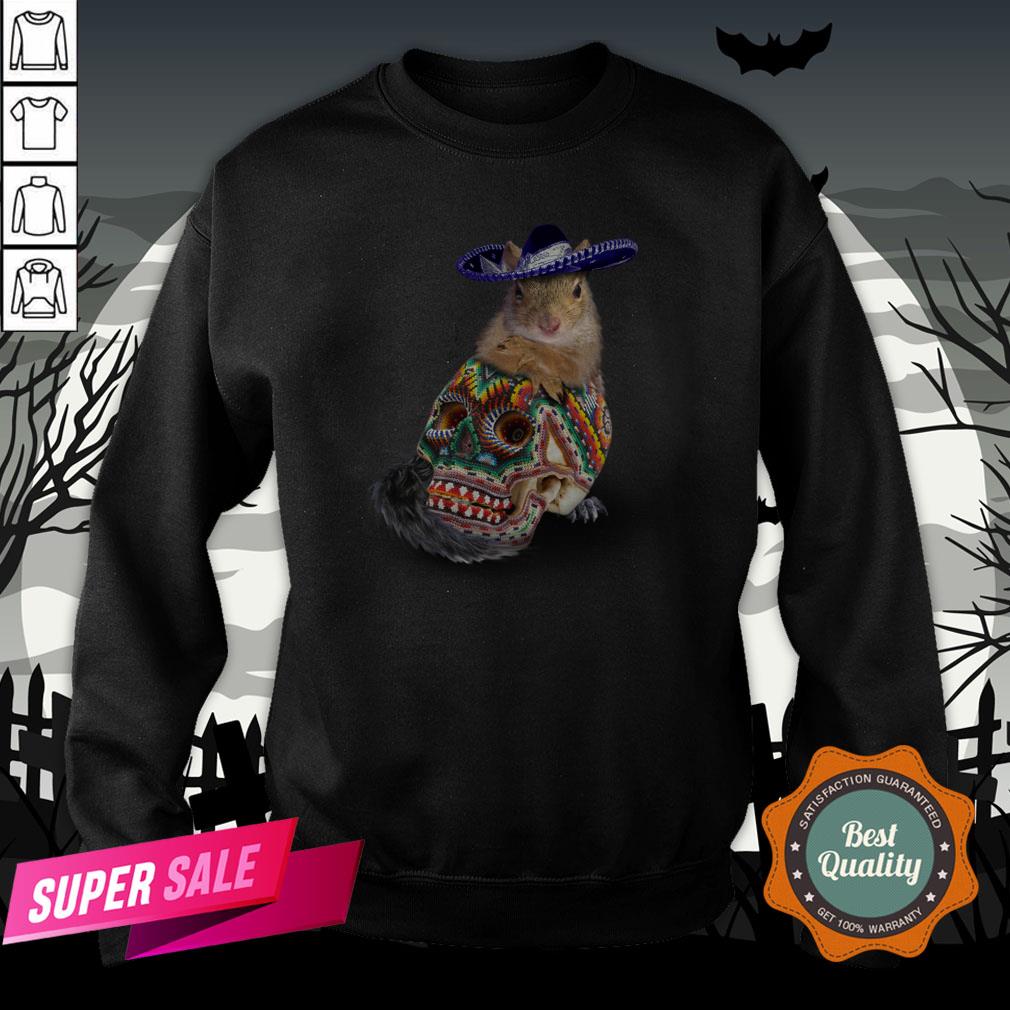 Day Of The Dead Squirrel Sugar Skull Halloween Shirt - Image 4