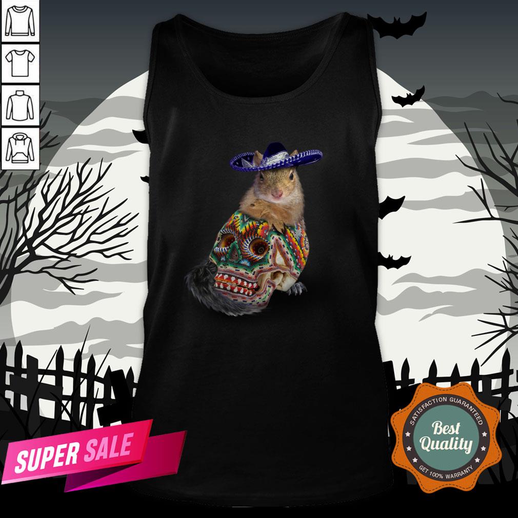 Day Of The Dead Squirrel Sugar Skull Halloween Shirt - Image 3