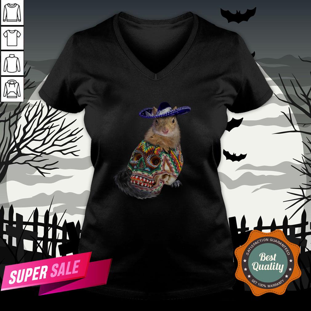 Day Of The Dead Squirrel Sugar Skull Halloween Shirt - Image 2
