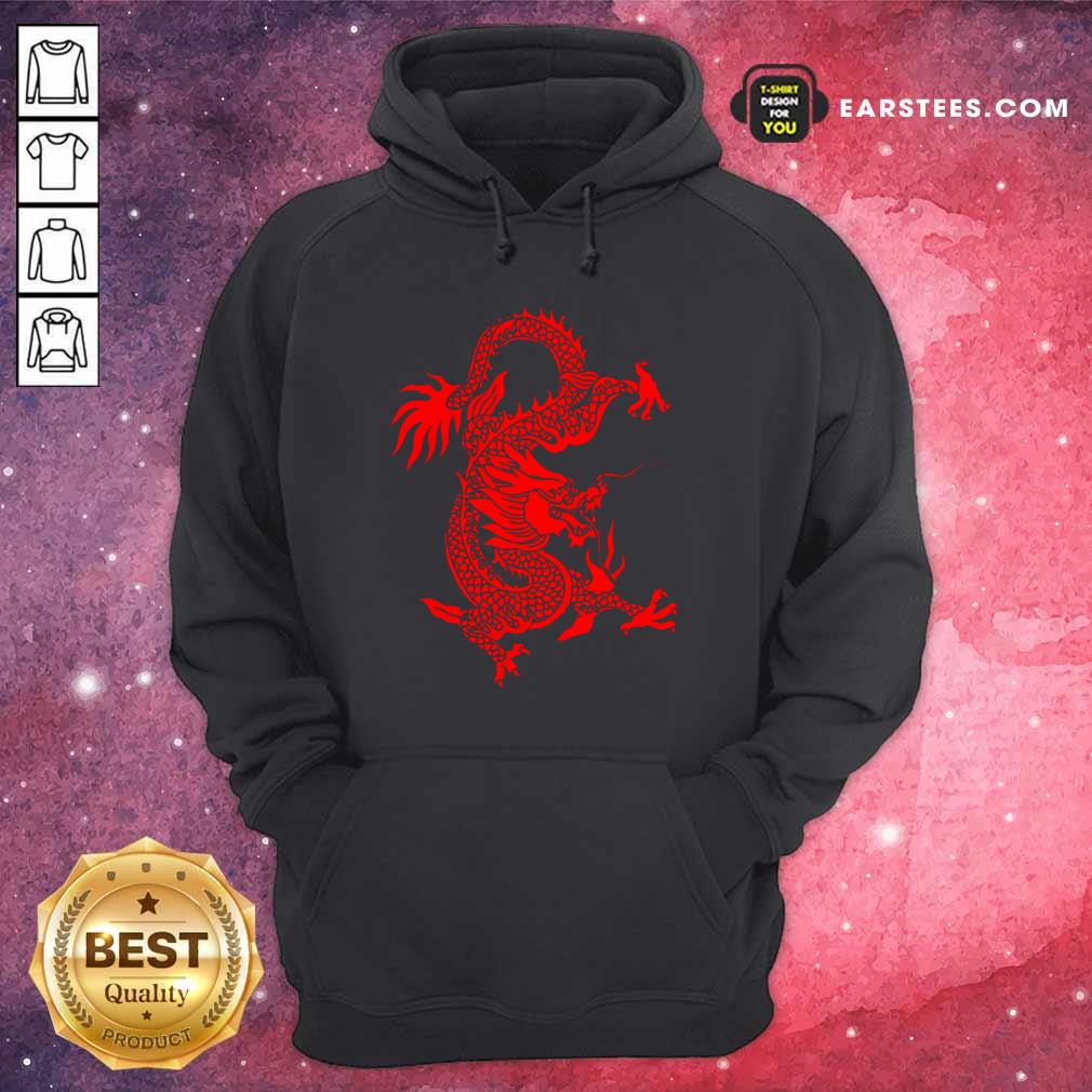 Red Tribal Dragon Chinese Firedrake Art Print Shirt - Image 4