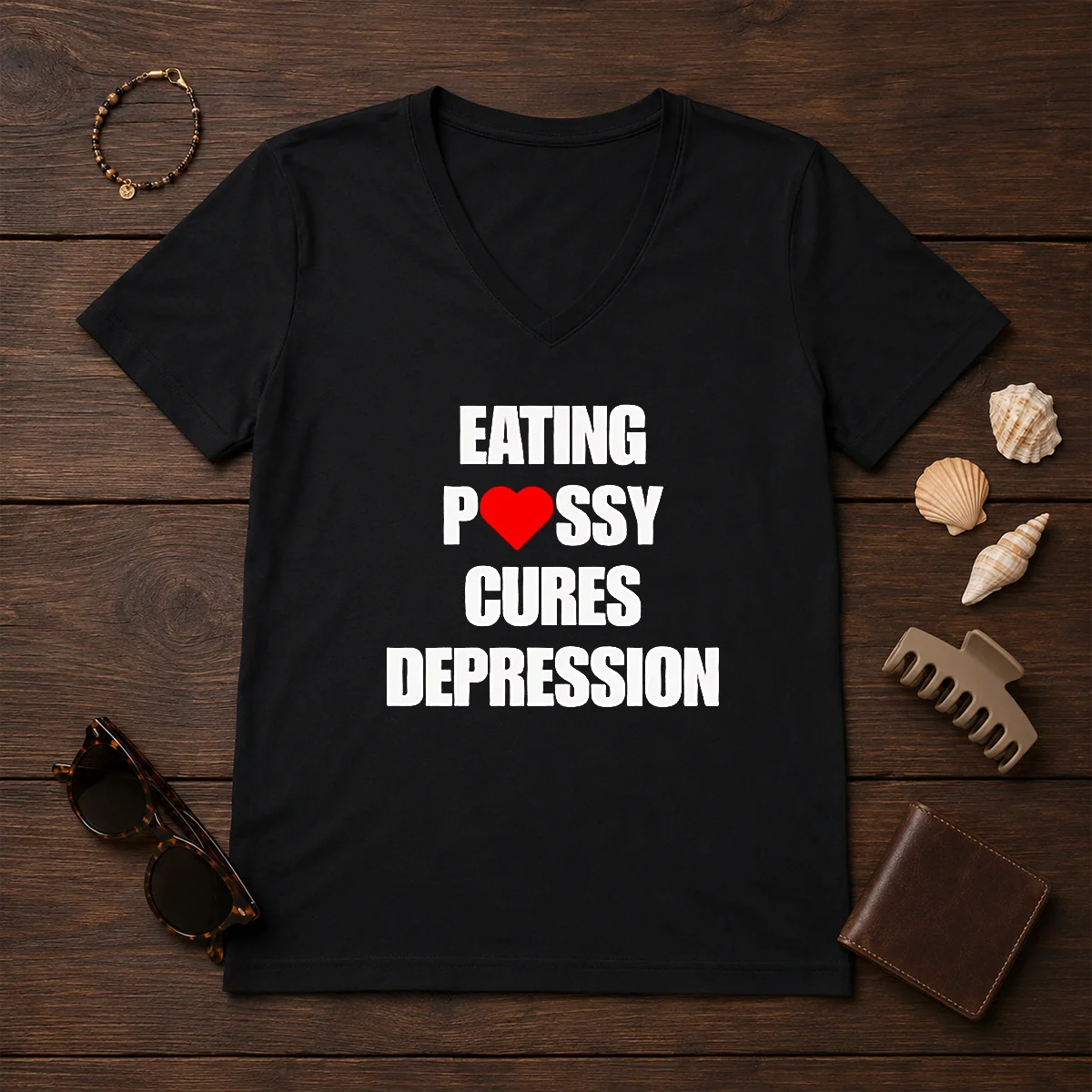 Pretty Eating Pssy Cures Depression Shirt - Image 2
