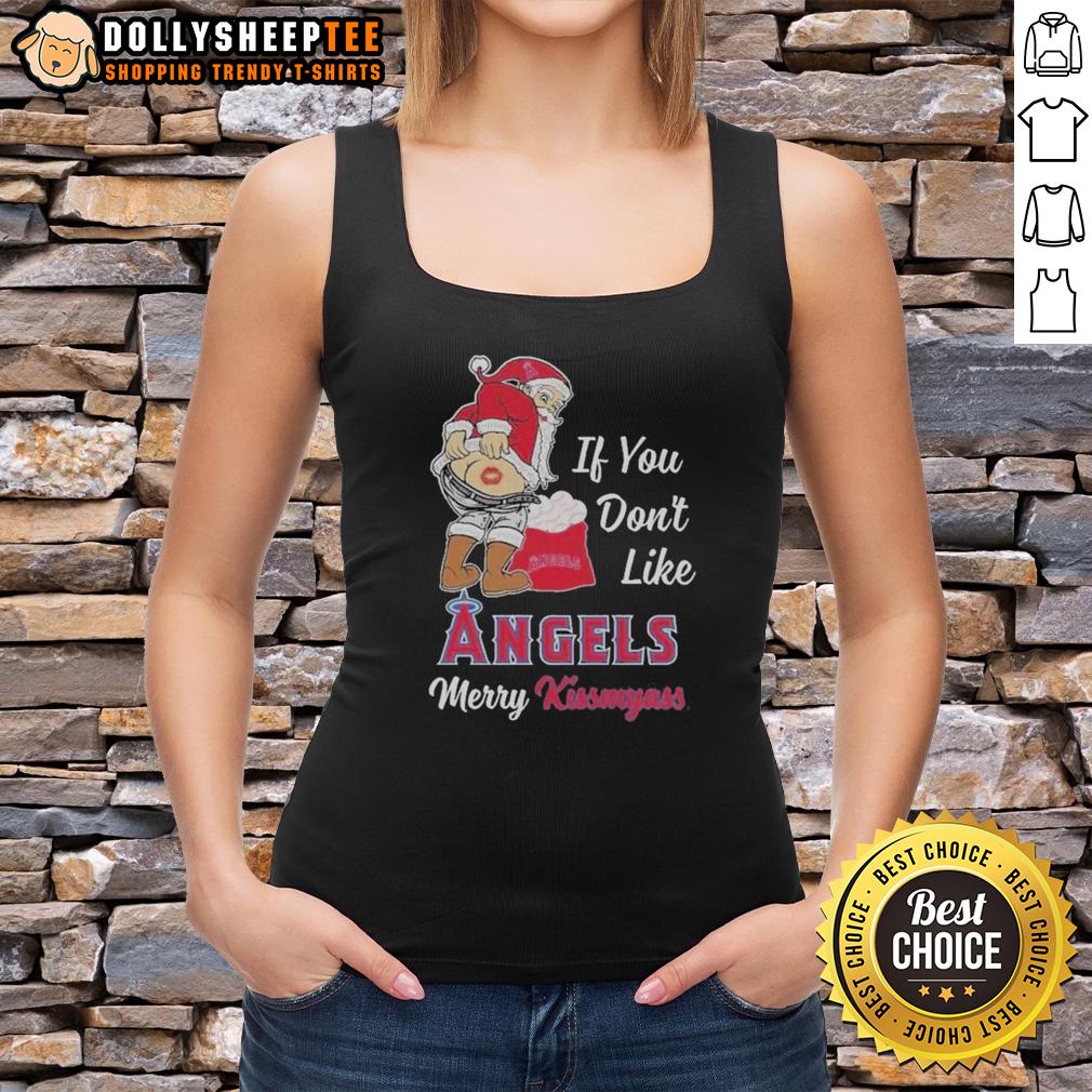 Nice santa Claus If You Don't Like Los Angeles Angels Merry Kissmyass Sweater T-Shirt - Image 4