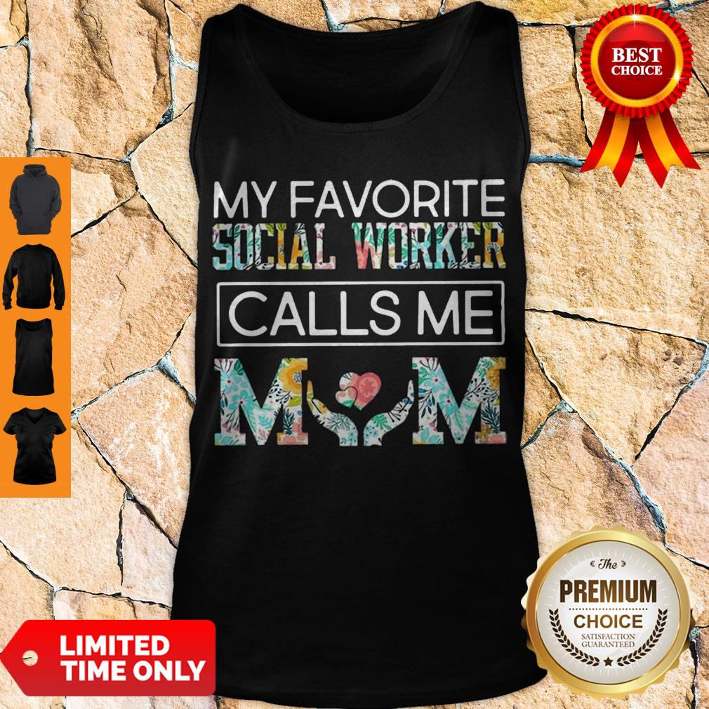 Premium My Favorite Social Worker Calls Me Mom Floral Shirt - Image 5