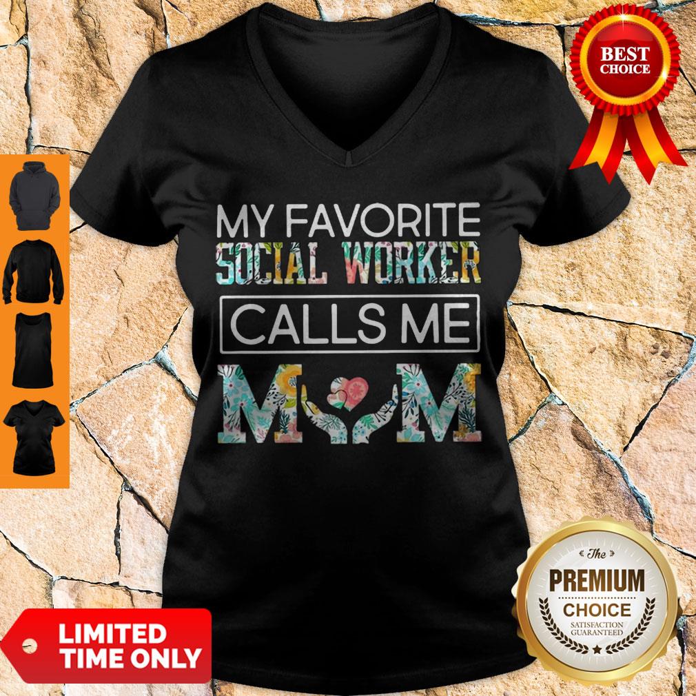 Premium My Favorite Social Worker Calls Me Mom Floral Shirt - Image 4