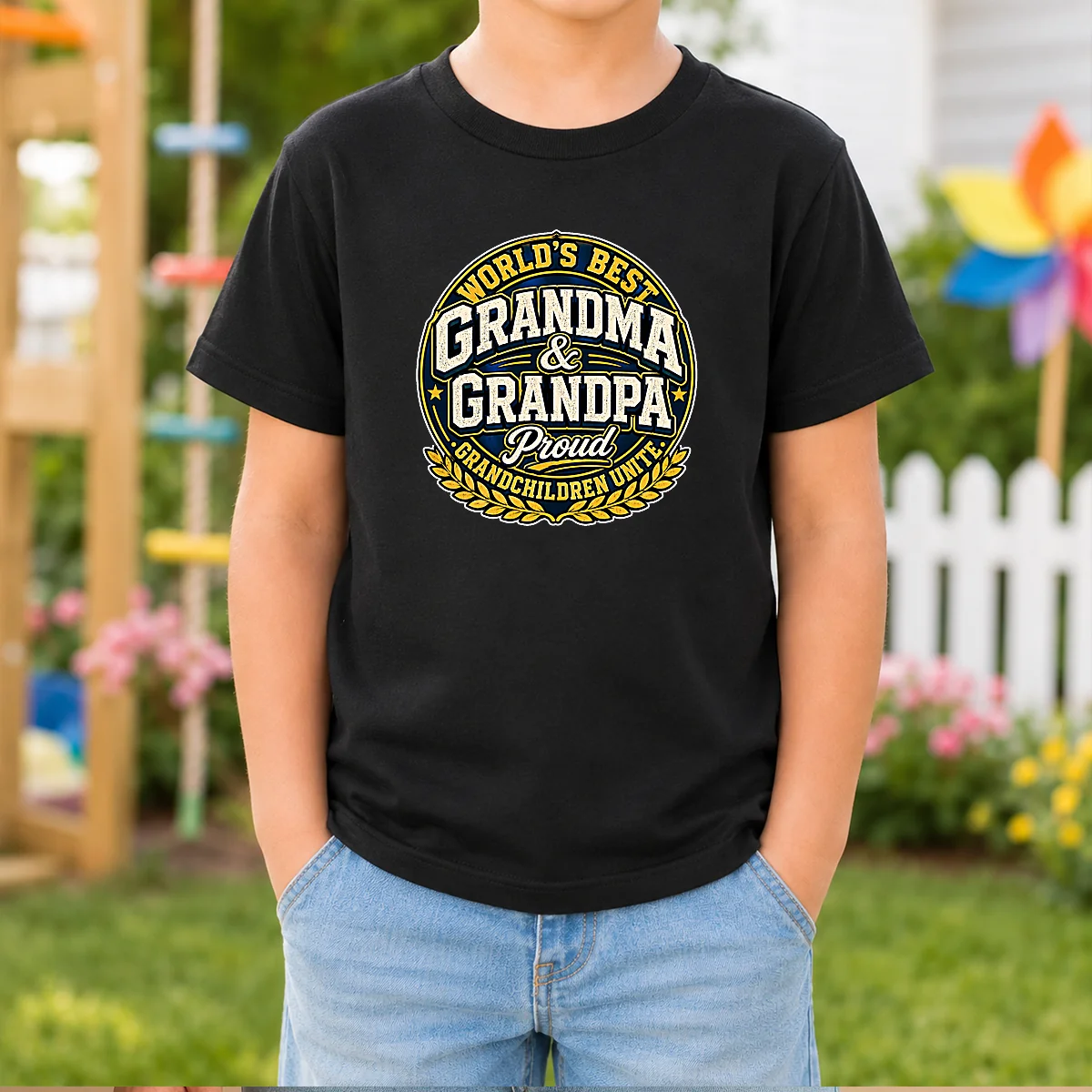 Pretty Grandparents Day Proud Grandchildren Mascot Badge Shirt - Image 8