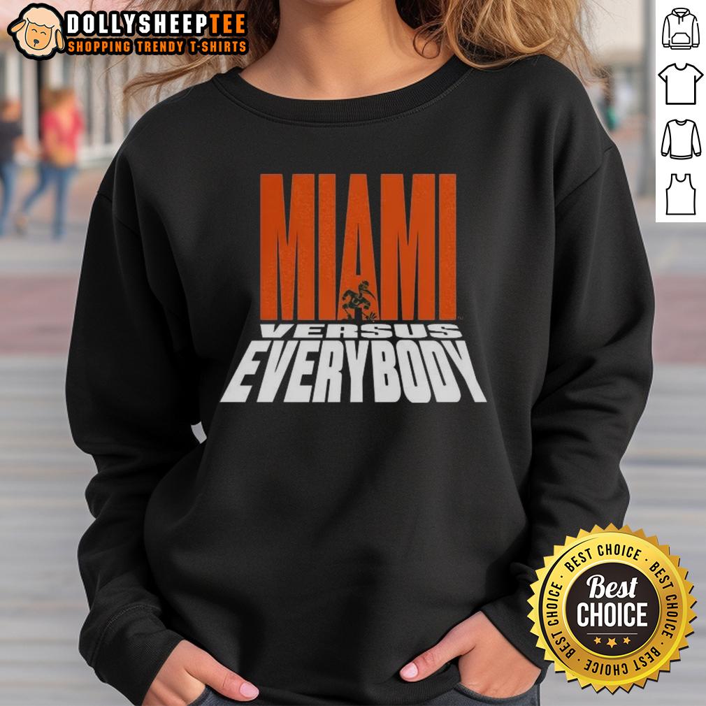 Hot Miami Hurricanes Football Miami Versus Everybody Mascot Silhouette T-Shirt - Image 5