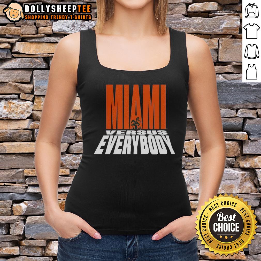 Hot Miami Hurricanes Football Miami Versus Everybody Mascot Silhouette T-Shirt - Image 4