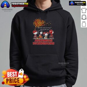 Alternative view of Premium Snoopy And Friends Arkansas Razorbacks It's The Most Wonderful Time Of The Year Autumn T-Shirt