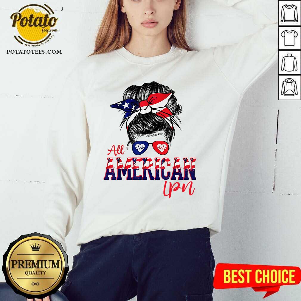 Messy Bun All American LPN Nurse Shirt - Image 5