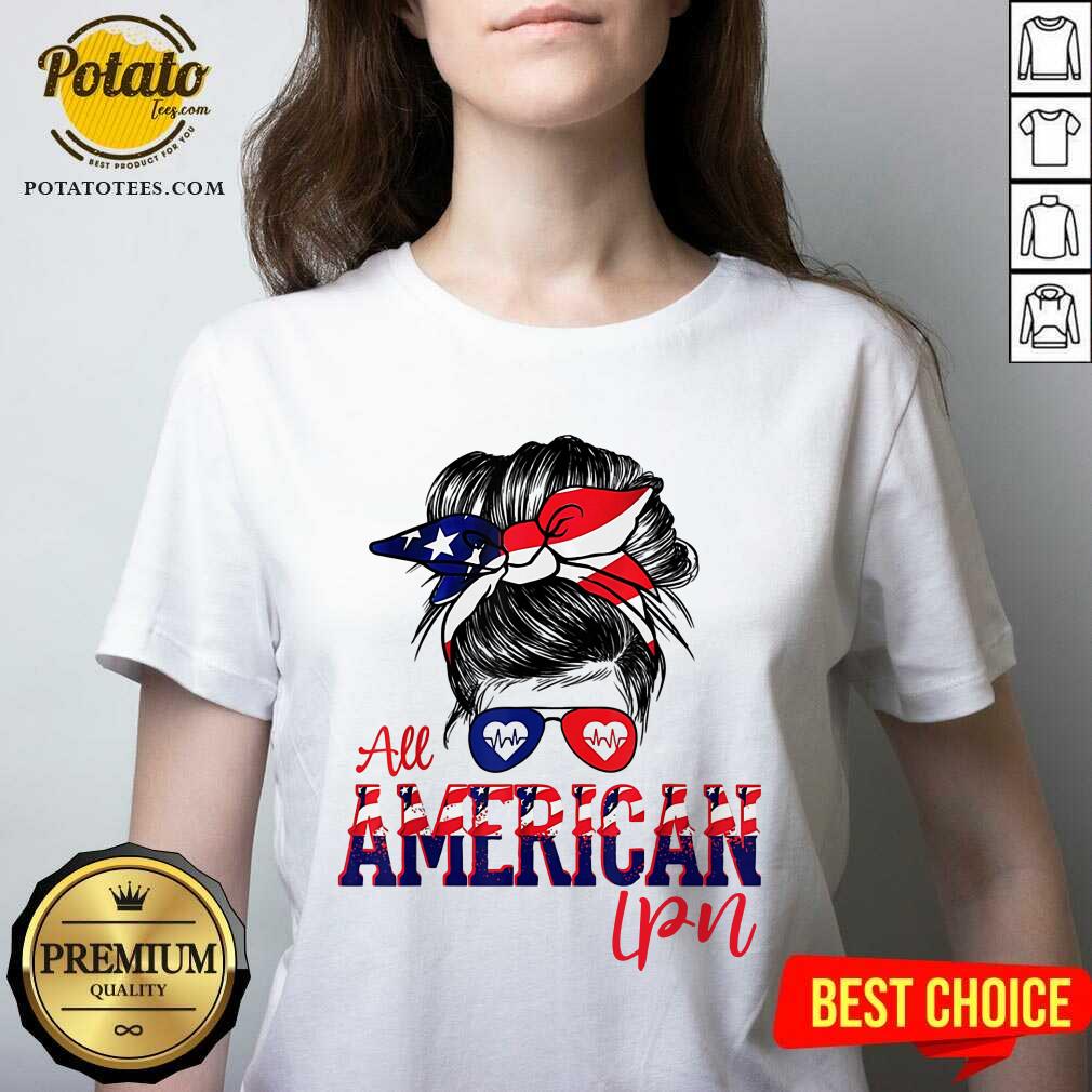 Messy Bun All American LPN Nurse Shirt - Image 3