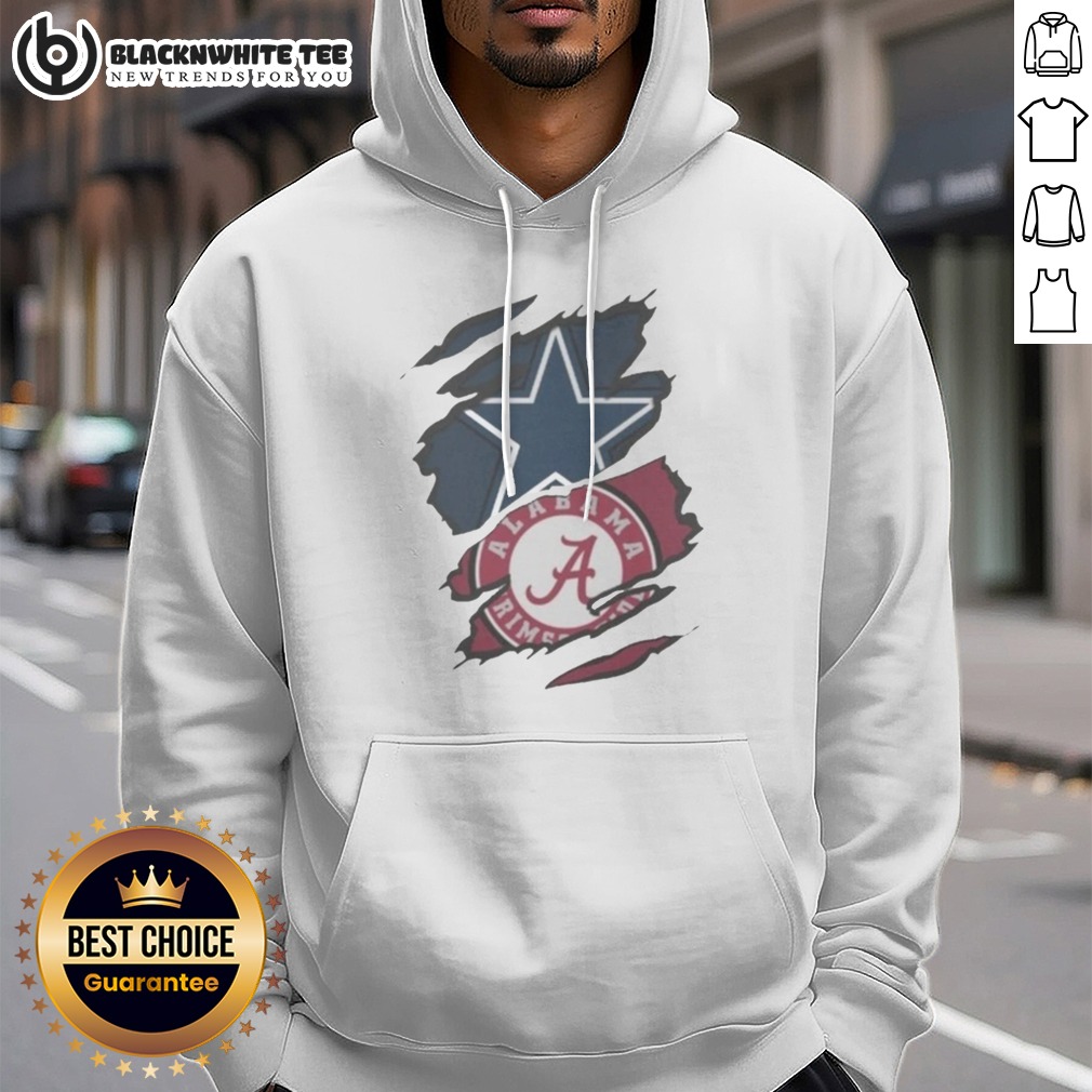 Awesome Dallas Cowboys Alabama Crimson Tide Ripped Design NFL NCAAF Shirt - Image 2