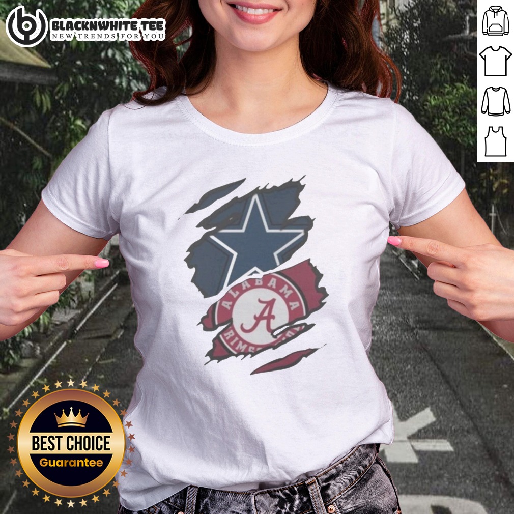 Awesome Dallas Cowboys Alabama Crimson Tide Ripped Design NFL NCAAF Shirt - Image 3