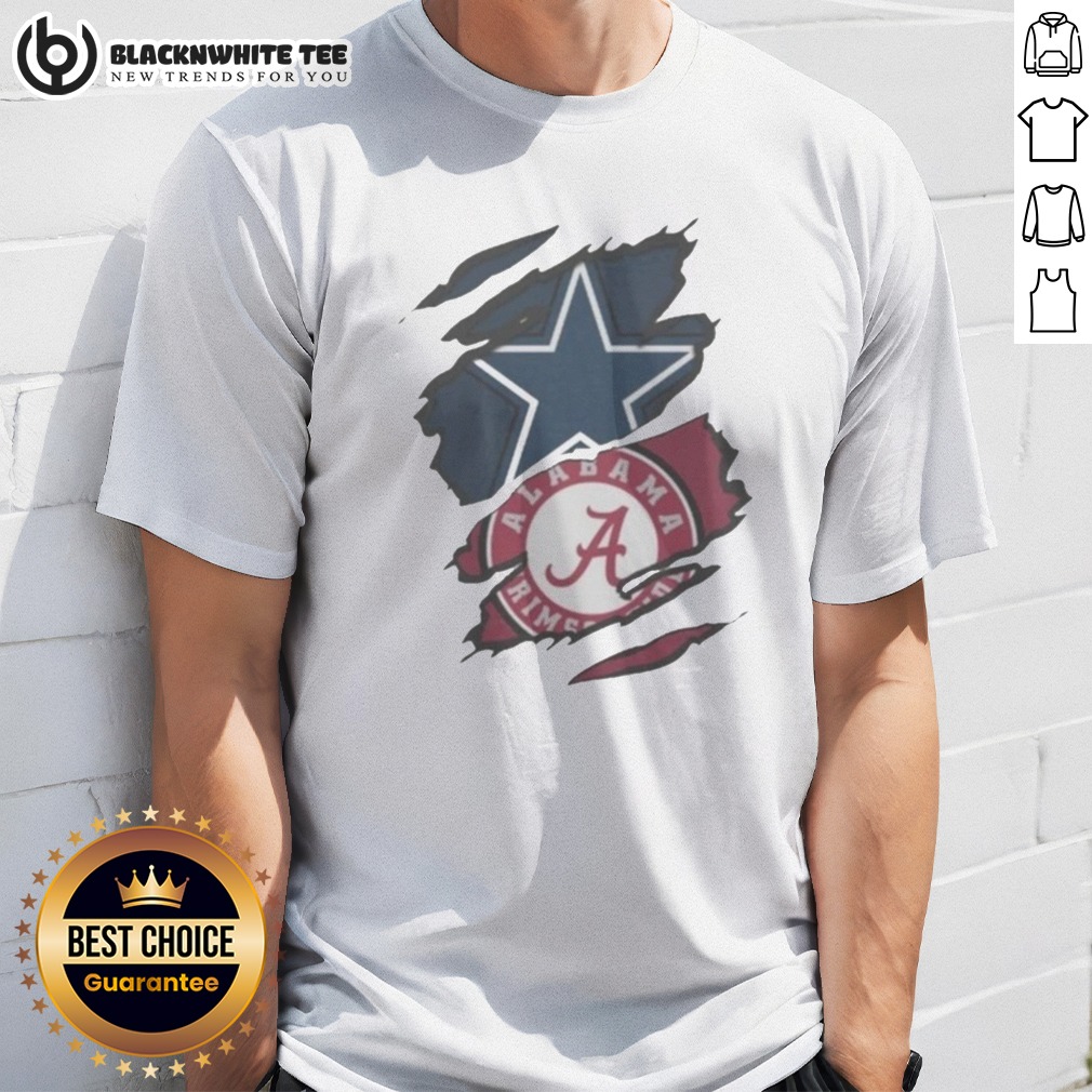 Awesome Dallas Cowboys Alabama Crimson Tide Ripped Design NFL NCAAF Shirt
