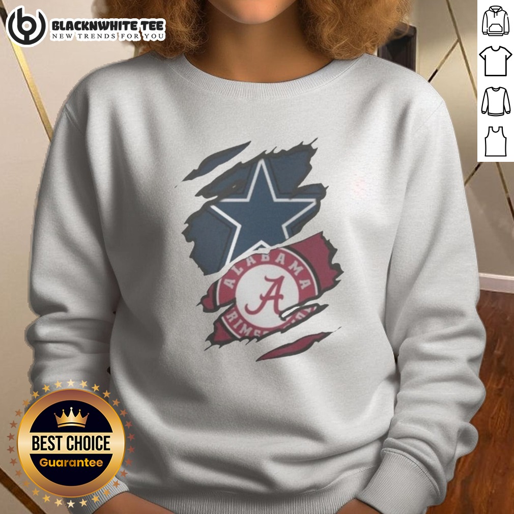 Awesome Dallas Cowboys Alabama Crimson Tide Ripped Design NFL NCAAF Shirt - Image 4