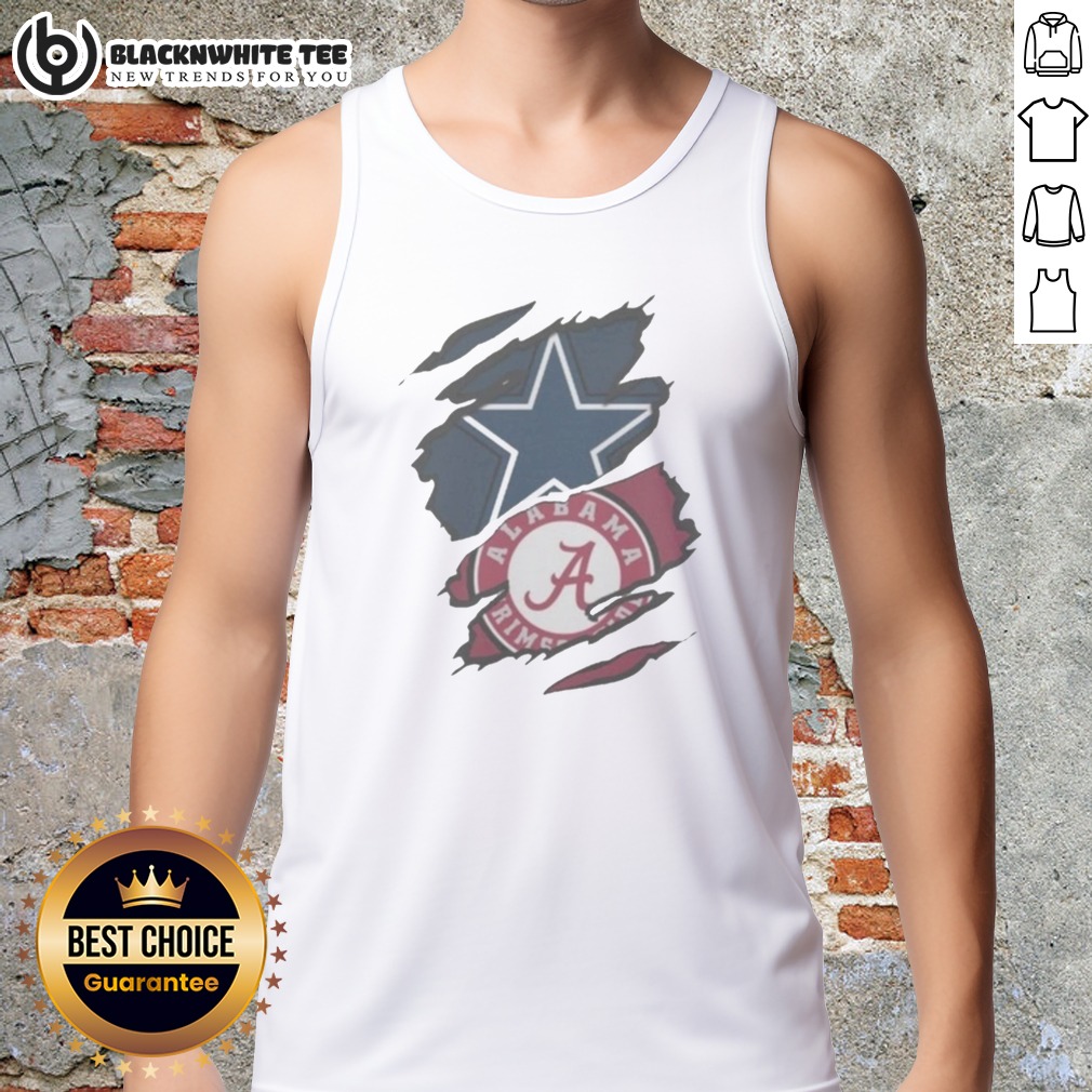 Awesome Dallas Cowboys Alabama Crimson Tide Ripped Design NFL NCAAF Shirt - Image 5