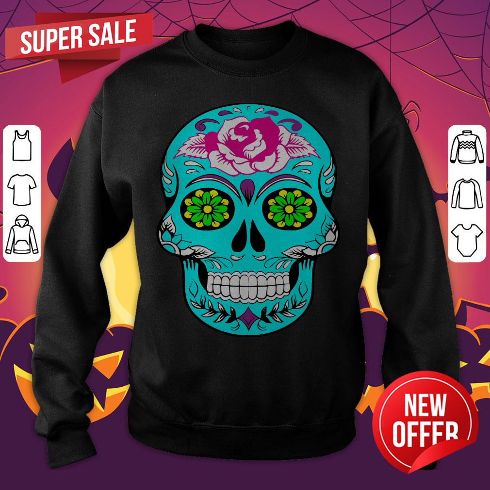 Bright Sugar Skull Dia De Los Muertos Day Dead Shirt - Image 2