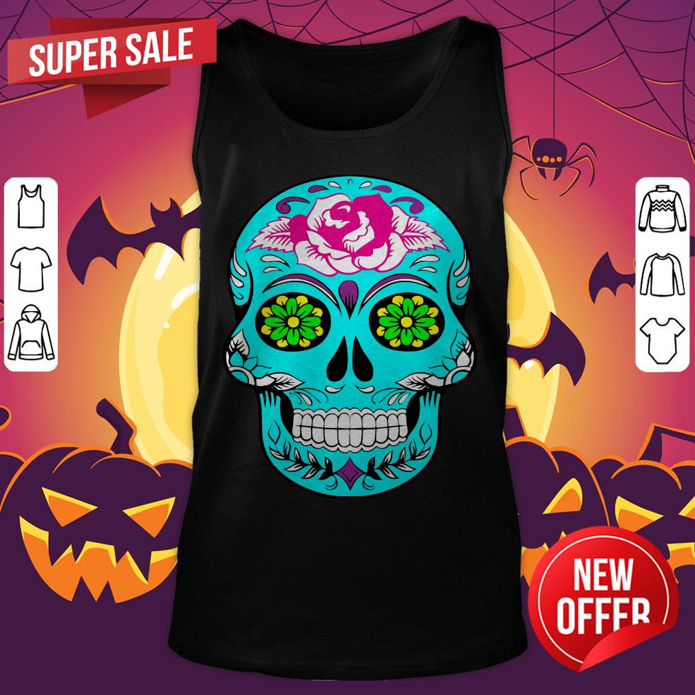 Bright Sugar Skull Dia De Los Muertos Day Dead Shirt - Image 5
