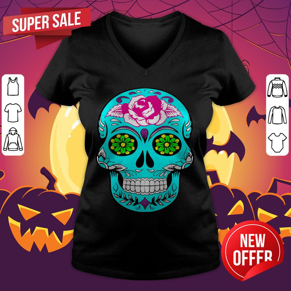 Bright Sugar Skull Dia De Los Muertos Day Dead Shirt - Image 4