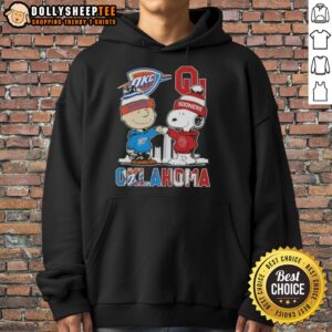 Alternative view of Hot Charlie Brown And Snoopy Oklahoma City Sports Thunder X Sooners Skyline T-Shirt
