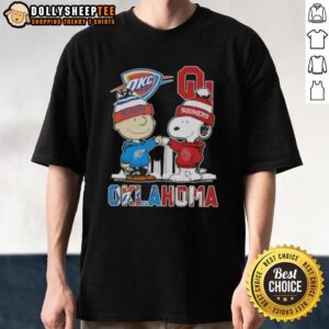 Hot Charlie Brown And Snoopy Oklahoma City Sports Thunder X Sooners Skyline T-Shirt