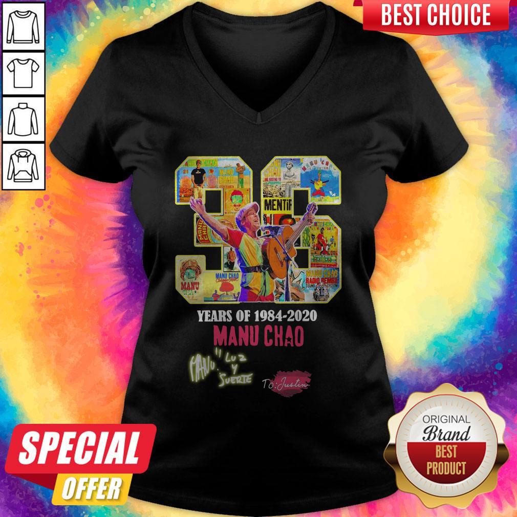 Nice 36 Years Of 1984 2020 Manu Chao To Justin Shirt - Image 2