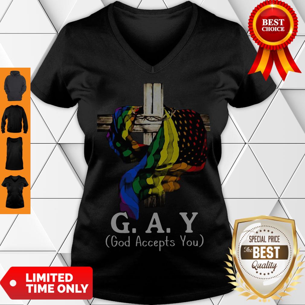Awesome LGBT Jesus G.a.y God Accepts You Shirt - Image 2
