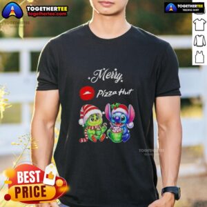 Cute Baby Grinch And Stitch X Pizza Hut Merry Christmas T-Shirt
