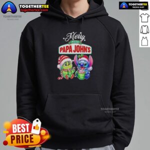 Alternative view of Cute Baby Grinch And Stitch X Pizza Papa John's Merry Christmas T-Shirt