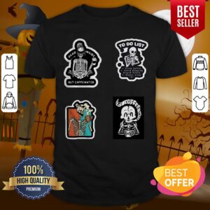 Funny Skeleton Drinking Coffee Dia De Los Muertos Day Dead Halloween Shirt