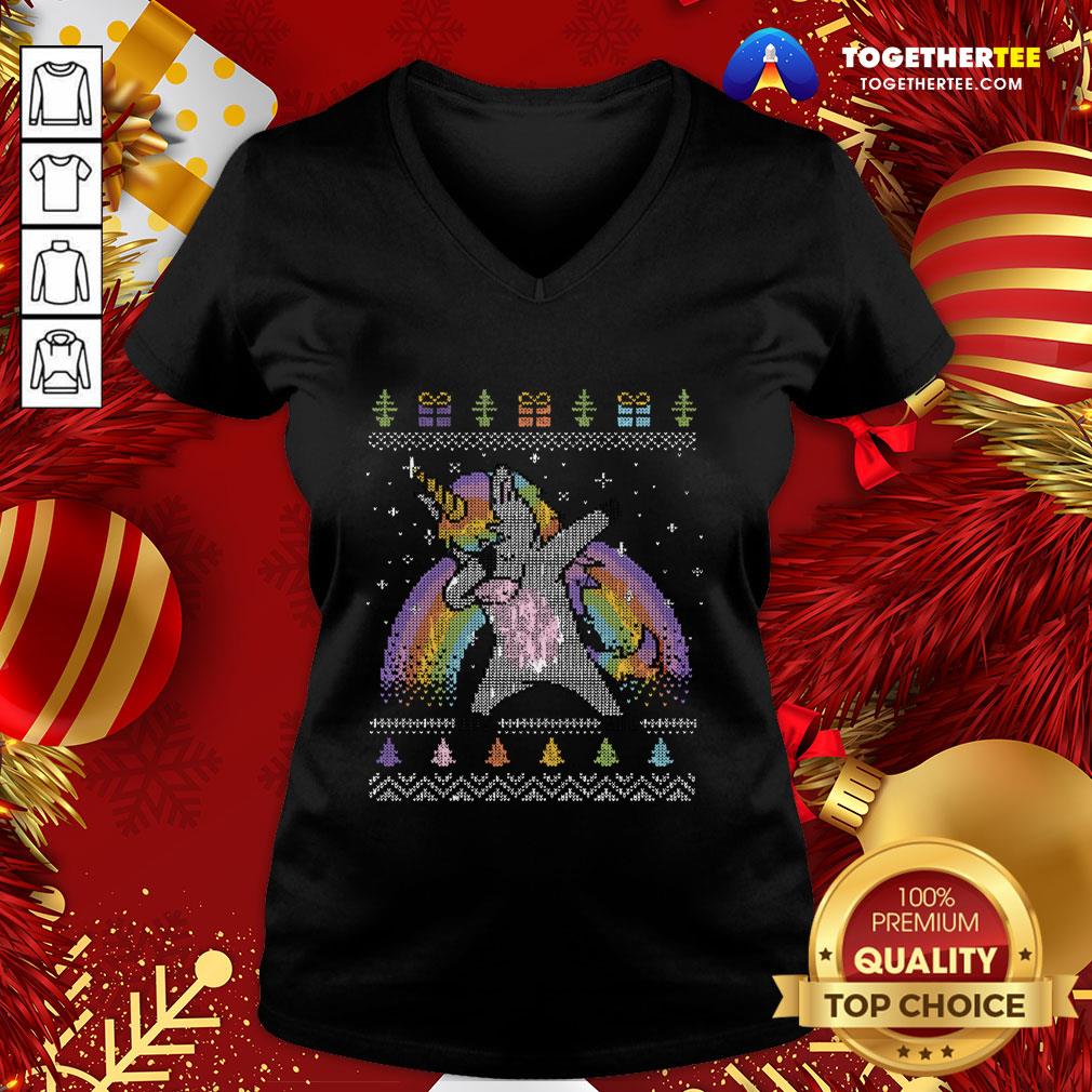 Pretty Unicorn Dabbing Ugly Merry Christmas Shirt - Image 2